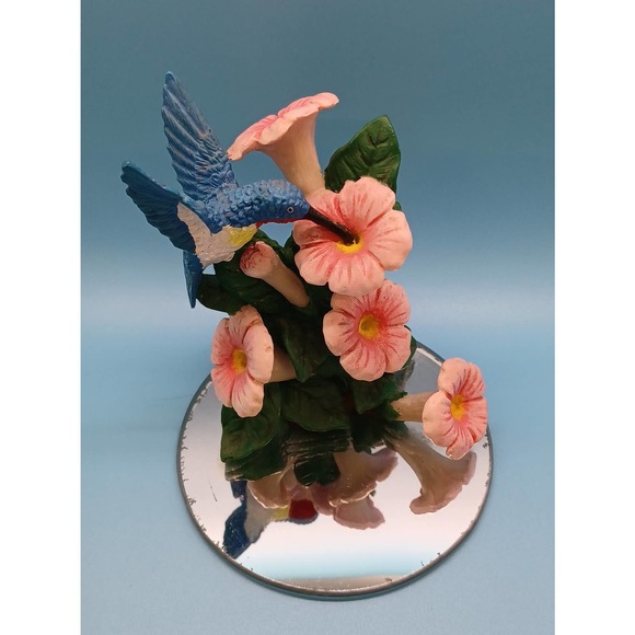 Hummingbird & Flowers on Round Mirror Base - Picture 3 of 10
